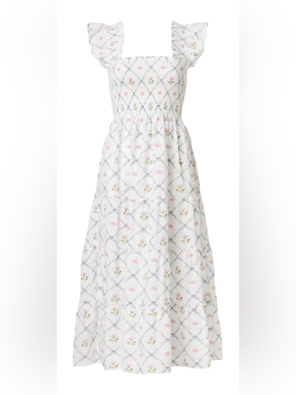 Hill House Home Ellie Nap Dress – Size  medium – White Floral Lattice Print